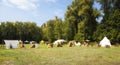 Playback of a medieval camp. Color image