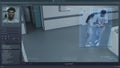 Playback security cameras in modern clinic with AI face recognition