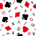 Playcard icons seamless background. Royalty Free Stock Photo