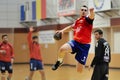 Player in action at Roumanian Handball National Championship Royalty Free Stock Photo