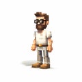 Pixelated Heistcore Man: Detailed, Lifelike Figure With Glasses And Beard