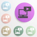 player on the computer badge color set. Simple glyph, flat vector of web icons for ui and ux, website or mobile application Royalty Free Stock Photo