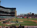 Player connects with pitch during batting practice