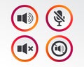 Player control icons. Sound, microphone and mute. Royalty Free Stock Photo