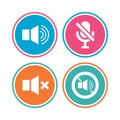 Player control icons. Sound, microphone and mute. Royalty Free Stock Photo