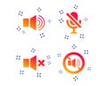 Player control icons. Sound, microphone and mute. Vector Royalty Free Stock Photo