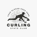 Player of curling logo sport vector design Royalty Free Stock Photo