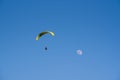 Player flying towards the moon with blue sky Royalty Free Stock Photo
