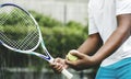 Player getting ready for a serve in tennis Royalty Free Stock Photo