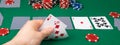 The player has revealed a good combination of cards in a poker game Royalty Free Stock Photo