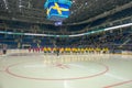 Player listening to national anthems