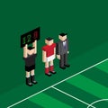 Player and manager wait for changing substitution Royalty Free Stock Photo
