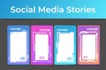 Player name cyber game screen panel vertical frame social media stories set vector illustration