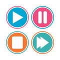 Player navigation icons. Play, stop and pause. Royalty Free Stock Photo