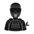 A player in paintball.Paintball single icon in black style vector symbol stock illustration web.