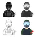 A player in paintball.Paintball single icon in cartoon style vector symbol stock illustration web.