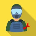 A player in paintball.Paintball single icon in flat style vector symbol stock illustration web.