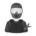 A player in paintball.Paintball single icon in monochrome style vector symbol stock illustration web.