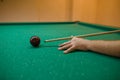 Player in the pool kick. Russian billiards Royalty Free Stock Photo