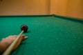 Player in the pool kick. Russian billiards Royalty Free Stock Photo