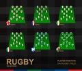 Player position on Rugby field of Rugby Championship participants Royalty Free Stock Photo