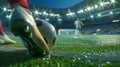 ? player preparing to take a penalty kick into the opponent\'s goal, AI generated Royalty Free Stock Photo
