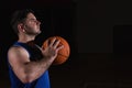 Player ready to throw basketball Royalty Free Stock Photo