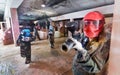 Player in red mask in paintball club