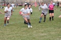 Player Running with the Ball in Rugby Match Royalty Free Stock Photo