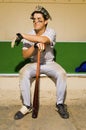 Player Sitting In Dugout Royalty Free Stock Photo