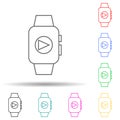player on a smart watch multi color style icon. Simple thin line, outline vector of web icons for ui and ux, website or mobile Royalty Free Stock Photo
