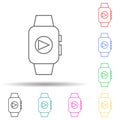 player on a smart watch multi color style icon. Simple thin line, outline vector of web icons for ui and ux, website or mobile