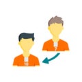 Player substitution icon vector sign and symbol isolated on whit Royalty Free Stock Photo