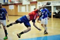 Players in action at Roumanian Handball National Championship Royalty Free Stock Photo