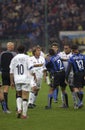 Players Del Piero, Davids, Cordoba, Conte and referee Collina discuss during the match