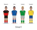 Players kit. Football championship in France 2016. Group E - Belgium, Italy, Ireland, Sweden