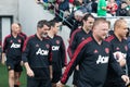 Players leaving the tunnel to warm up on the Pairc Ui Chaoimh pitch, for the Liam Miller Tribute match