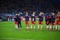 Players of Red Bull Leipzig after match vs Tottenham