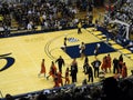 Players run towards bench at start of time out