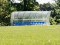 Players seats, selective focus.  Seat for football team Royalty Free Stock Photo