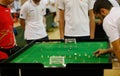 Players during Table soccer world championship game detail Royalty Free Stock Photo