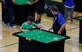 Players during Table soccer world championship game detail Royalty Free Stock Photo