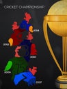 Players with Trophy for Cricket Championship concept. Royalty Free Stock Photo