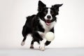 A playful, action shot of a dog happily catching a toy ball