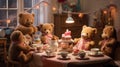 A playful and adorable scene of teddy bears Royalty Free Stock Photo