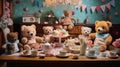 A playful and adorable scene of teddy bears and stuffed animals Royalty Free Stock Photo