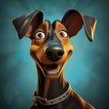 Playful Animated Dog With Caricature Faces In Oleg Shuplyak Style Royalty Free Stock Photo