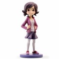 Playful Anime Figurine Of A Cartoon Girl With Short Plum Hair