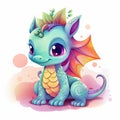 Playful baby dragons collection with colorful bodies. Colorful baby dragon bundle with beautiful eyes and color splash. Cute