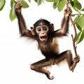 Playful Baby Monkey Hanging From A Branch Royalty Free Stock Photo